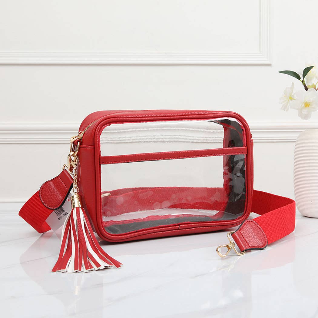 Solid Color Outlined Clear Crossbody Bag