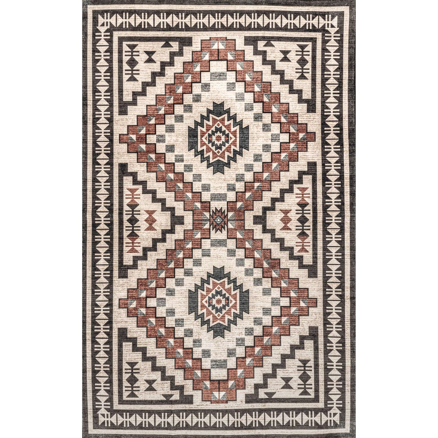 Leighton Machine Washable Southwestern Medallion Area Rug