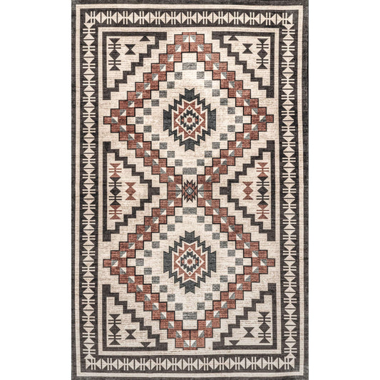 Leighton Machine Washable Southwestern Medallion Area Rug