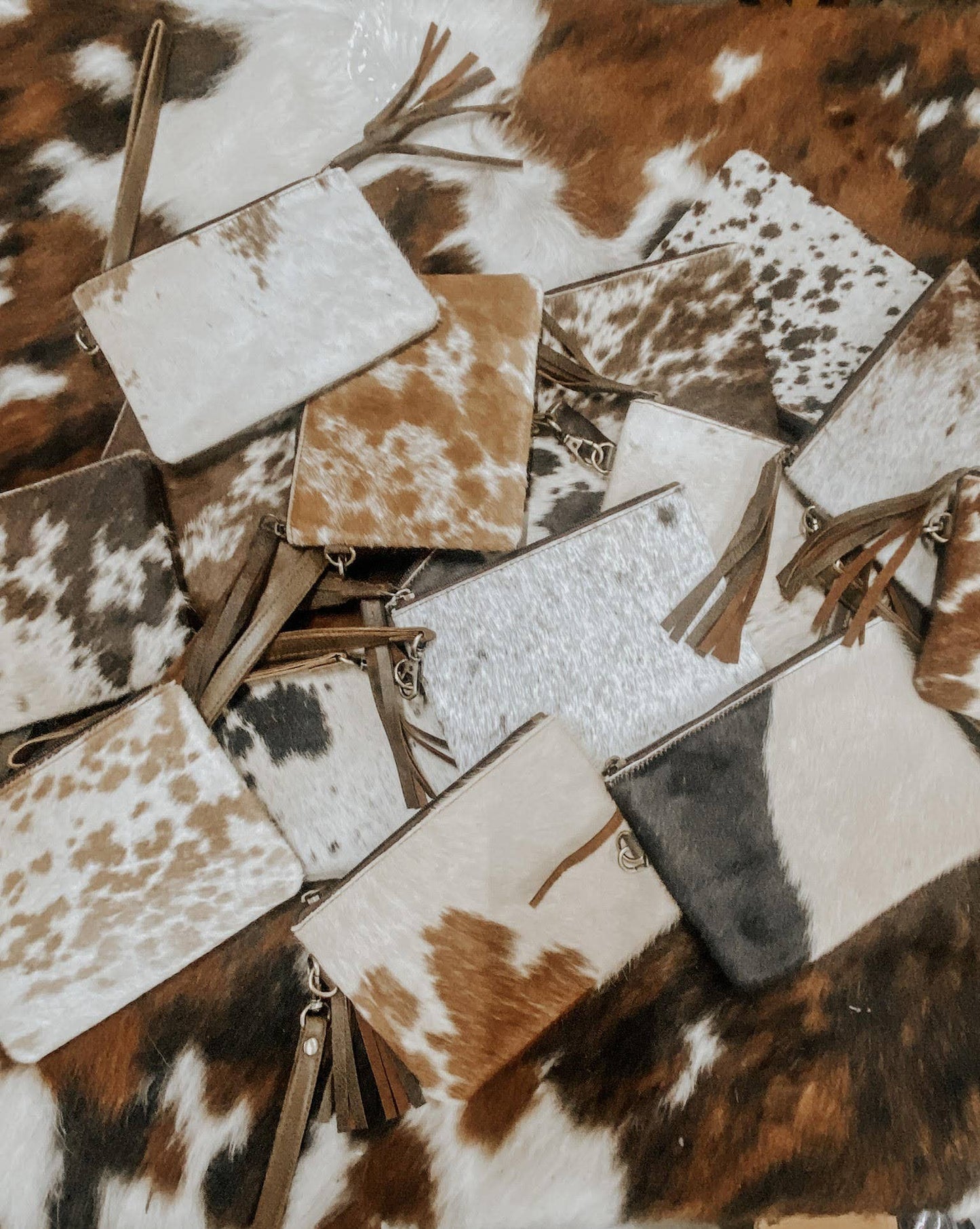 Trendy Cowhide Wristlet Clutch