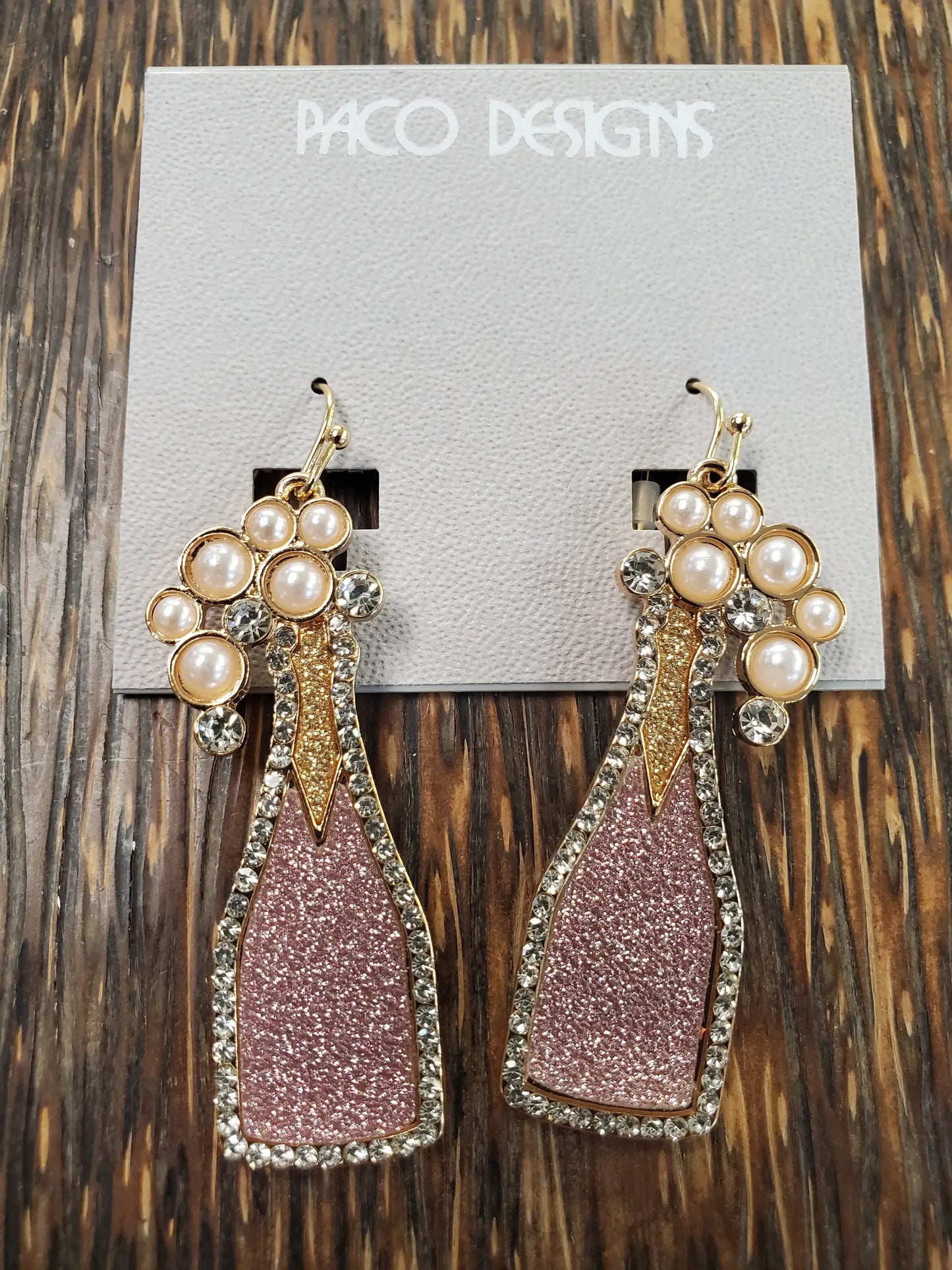 Gorgeous Crystal Champagne Bottle  Earrings. POP!