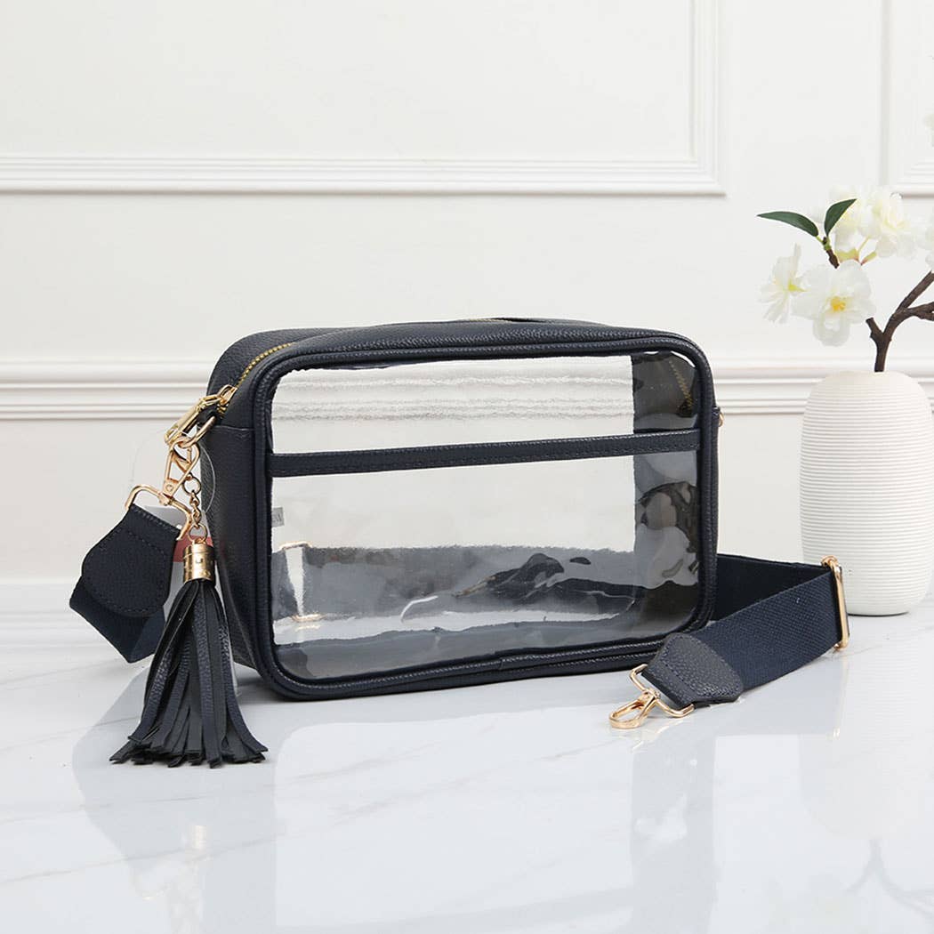 Solid Color Outlined Clear Crossbody Bag