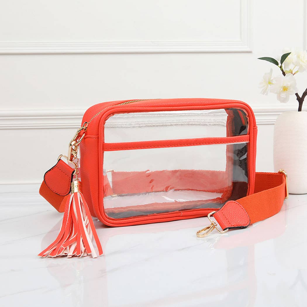 Solid Color Outlined Clear Crossbody Bag