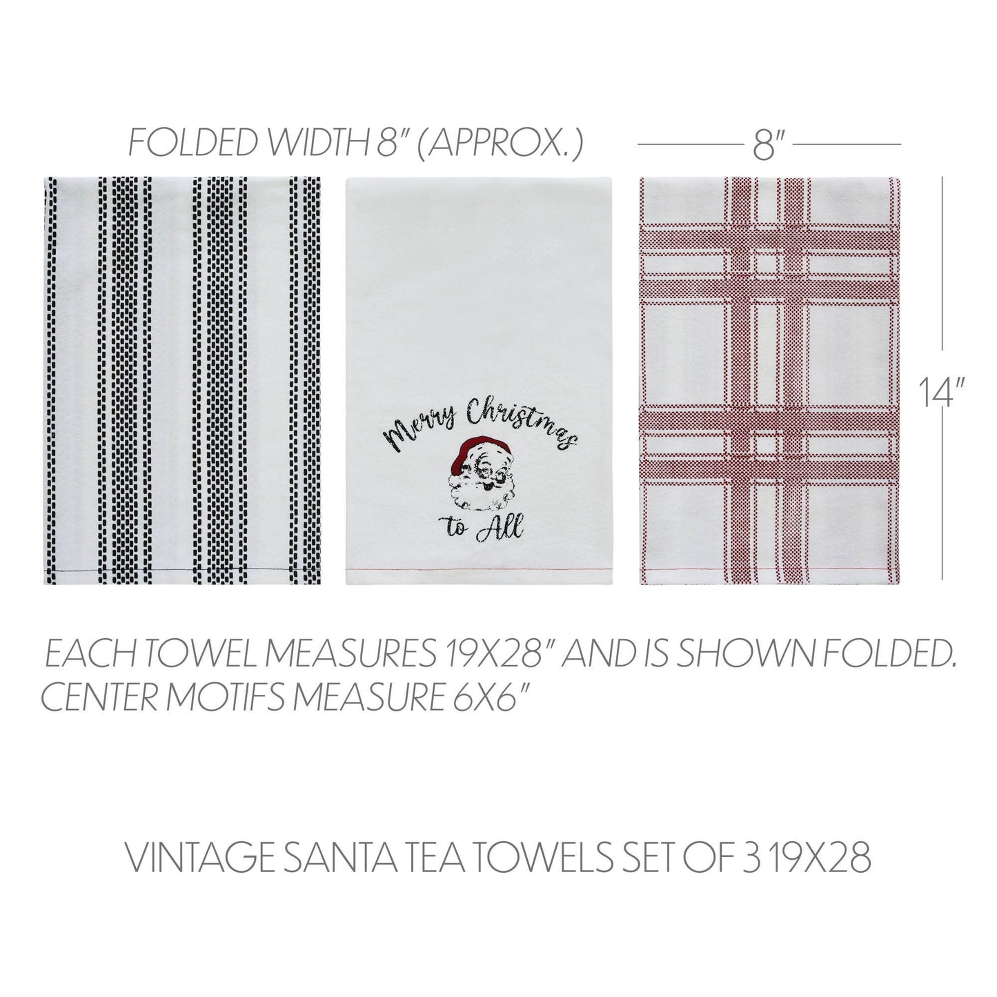 Vintage Santa Tea Towel Set of 3