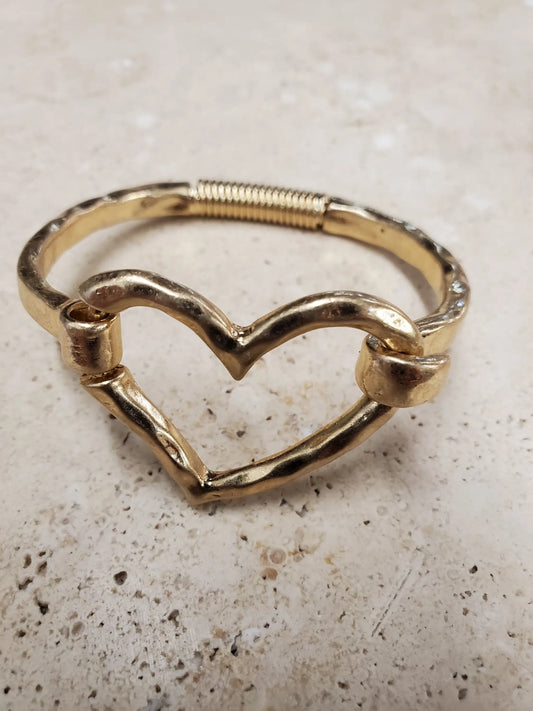 Gold or Silver Heart Cuff Bracelet