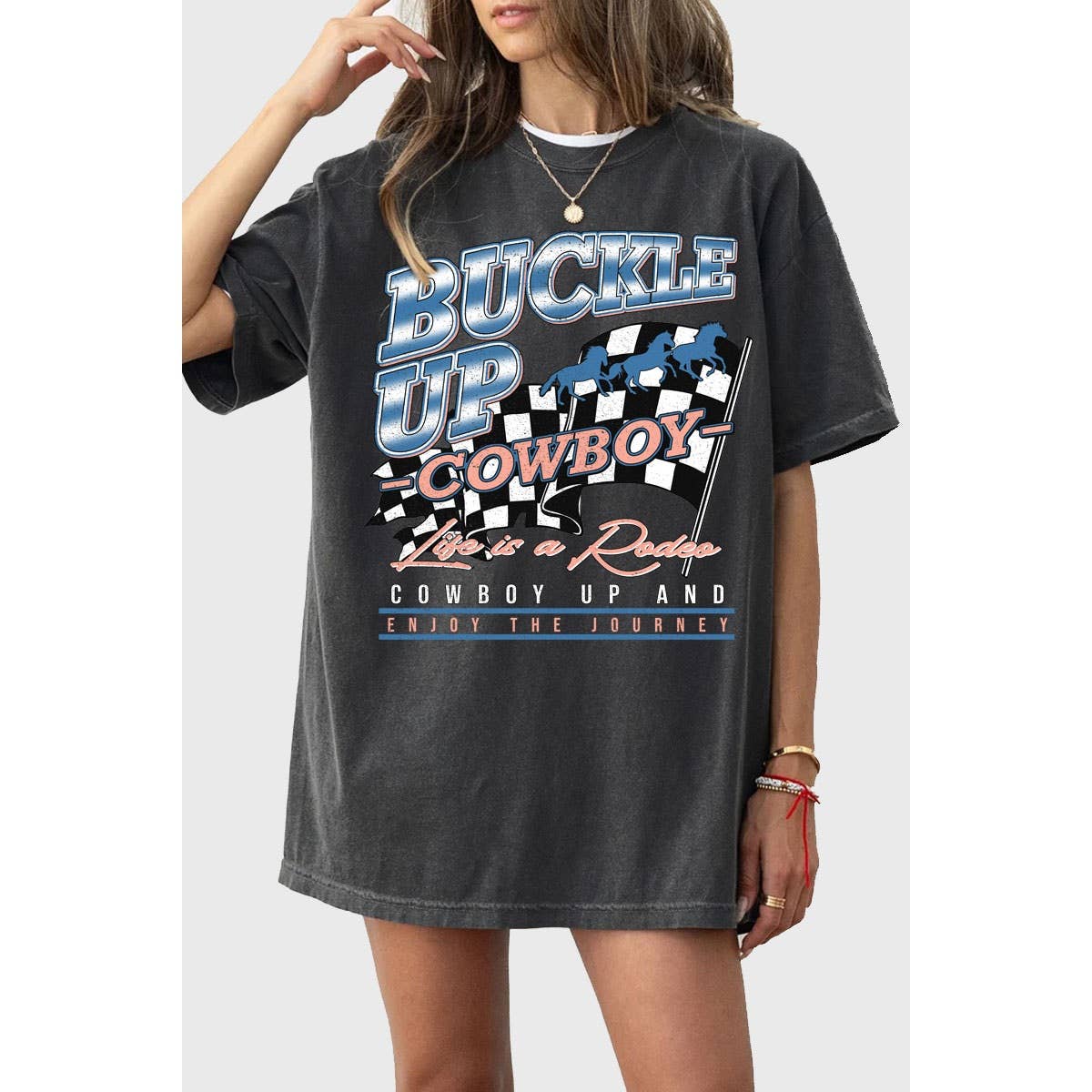 BUCKLE UP COWBOY OVERSIZED MINERAL GRAPHIC TEE