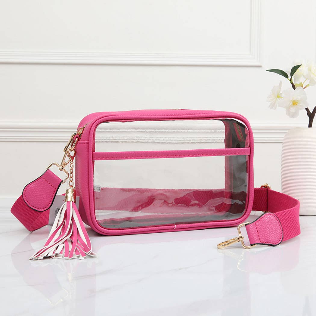 Solid Color Outlined Clear Crossbody Bag