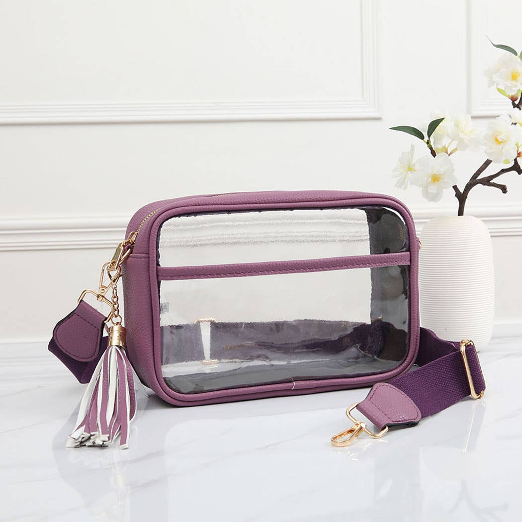 Solid Color Outlined Clear Crossbody Bag