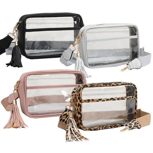 Solid Color Outlined Clear Crossbody Bag