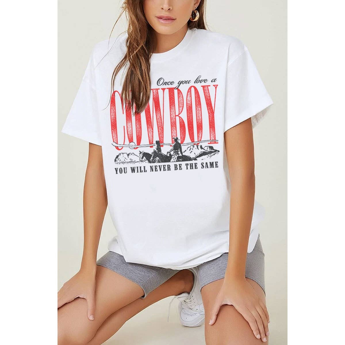 ONCE YOU LOVE A COWBOYS OVERSIZED GRAPHIC TEE