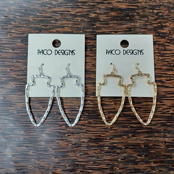 Gorgeous Matte Gold or Silver Arrowhead Earrings. GO KC CHIE