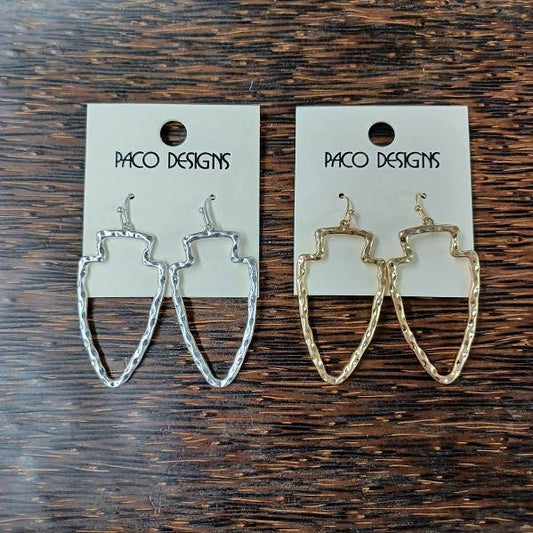 Gorgeous Matte Gold or Silver Arrowhead Earrings. GO KC CHIE