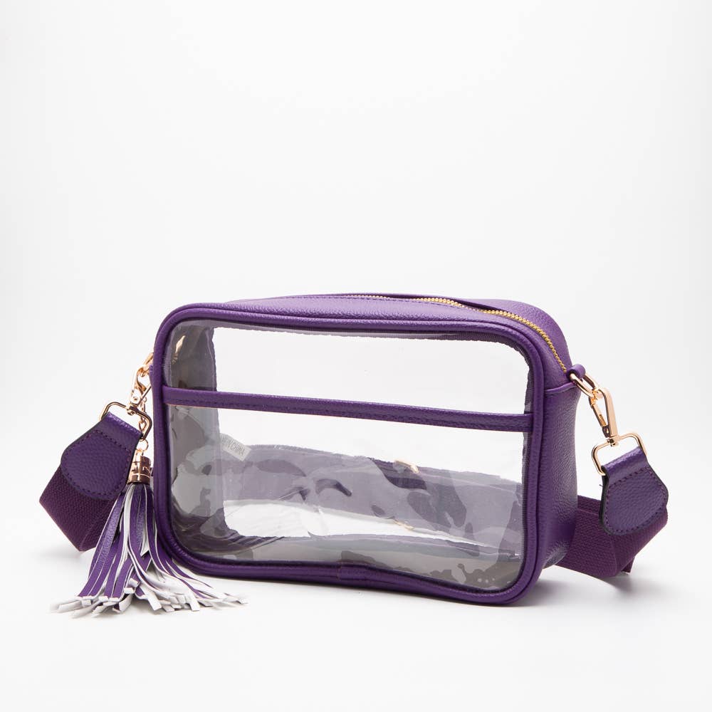 Solid Color Outlined Clear Crossbody Bag