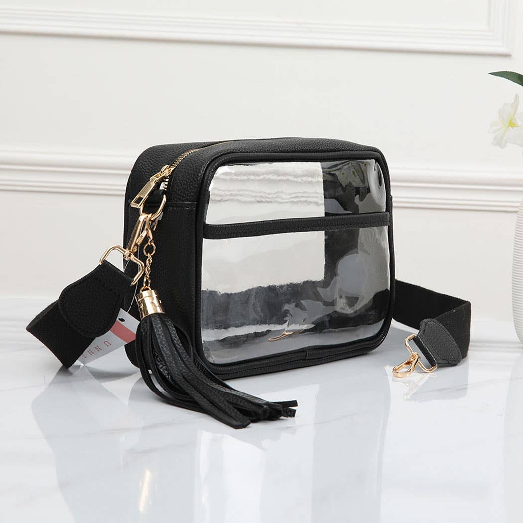 Solid Color Outlined Clear Crossbody Bag