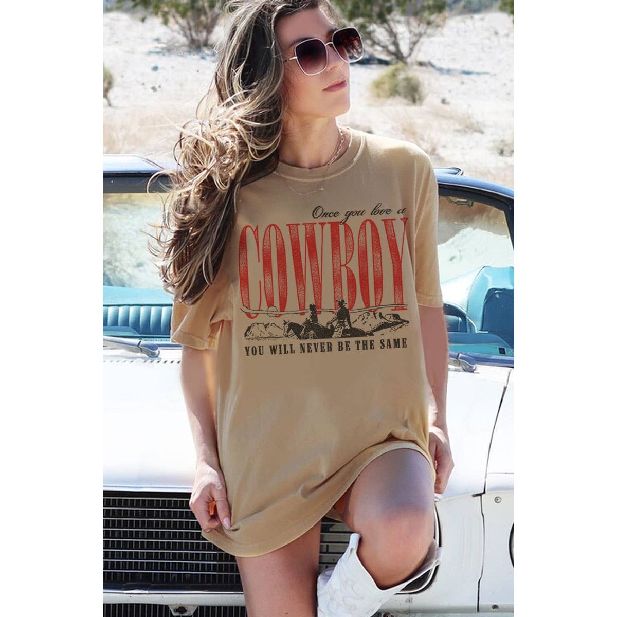 ONCE YOU LOVE A COWBOYS OVERSIZED GRAPHIC TEE